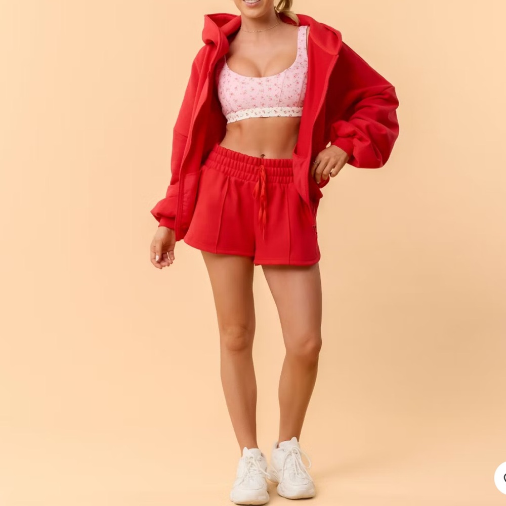 NWT Blogilates Set Women's Marshmallow Full Zip Hooded Sweatshirt & Shorts -M - Picture 3 of 12